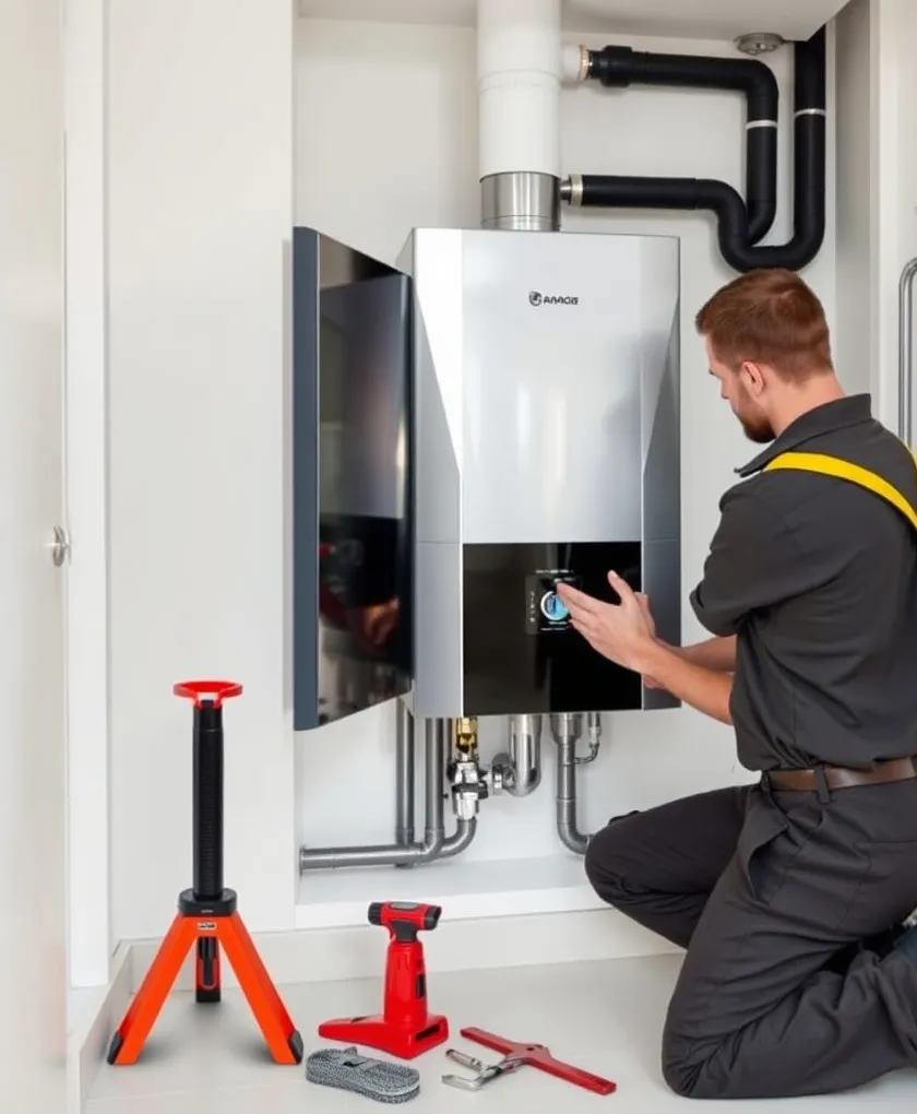 Chauffagiste au travail sur une installation de chauffage en Gironde